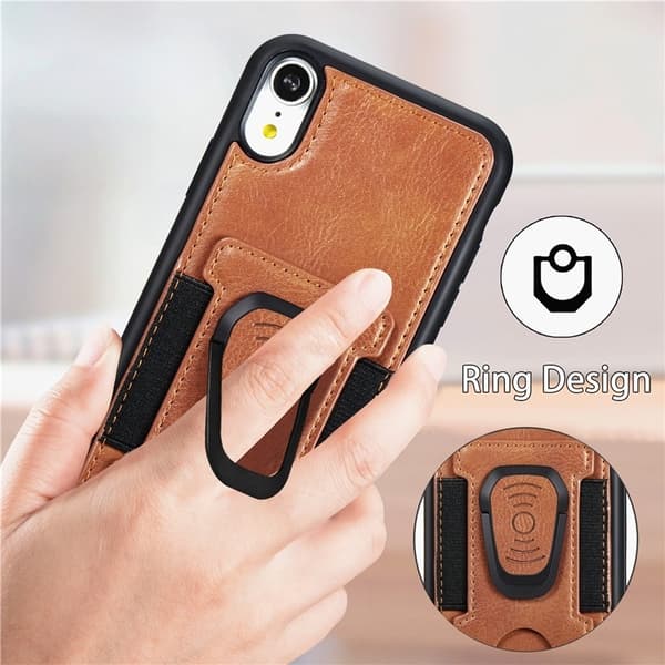 Mobilcover med ringeholder til iPhone 12 mini, Brun Brun