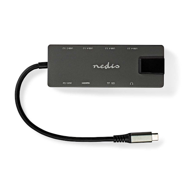 Nedis USB Multi-Port Adapter | USB 3.2 Gen 1 | USB-C™ Han | HDMI ™ -udgang / RJ45 Hun / SD / 2x USB-C™ / 3.5 mm Hunstik / 3x USB-A Hun | 5 Gbps | 0.20