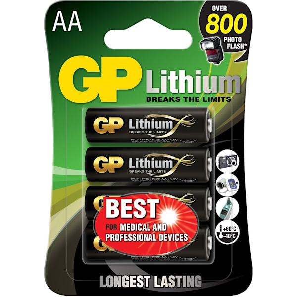 GP AA Litiumbatteri 1.5V, 15LF-2U4, 4-pack