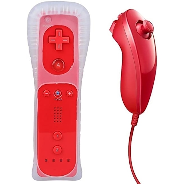 Remote Plus + Nunchuck yhteensopiva Wii Wii U:lle, punainen
