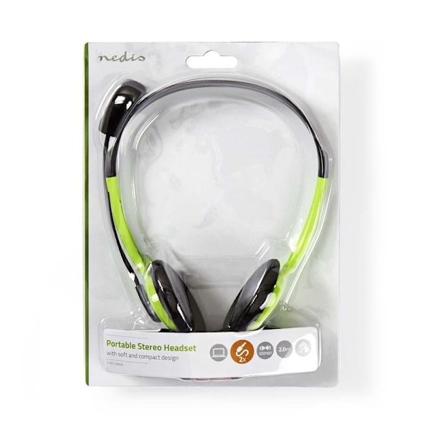 Nedis PC-headset | On-Ear-Kuulokkeet | Stereo | 2x 3.5 mm | Kokoontaitettava Mikrofoni | Vihreä