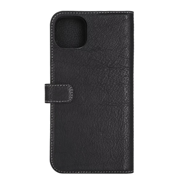 Essentials iPhone 14 Plus Leather wallet,detachable,Black Svart