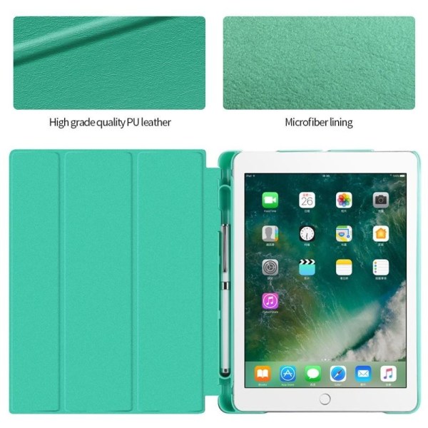 Fordral med förvaring, USB kabel Apple iPad 9.7" 2017, 2018, Tur Grön