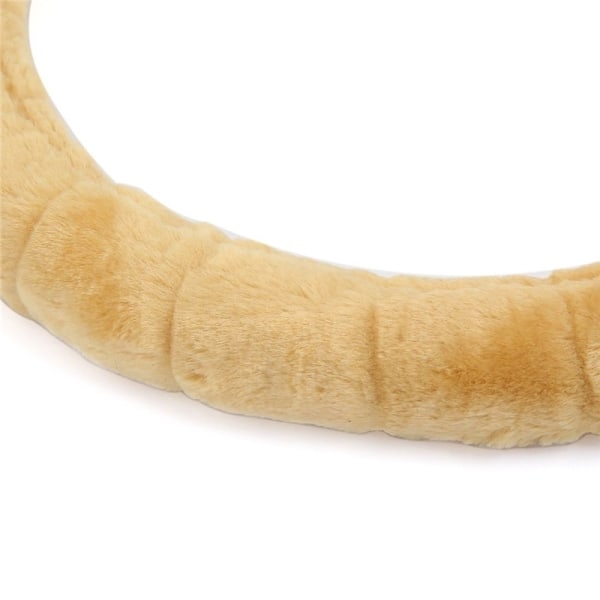 Rattmuff - Mjukt, varmt rattöverdrag i fuskpäls, passar de flesta bilar, Beige