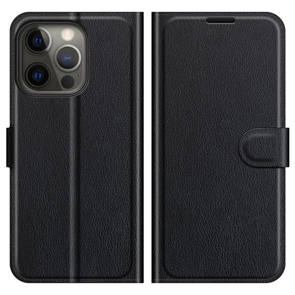PU-leather case for iPhone 13 Pro, Black Svart