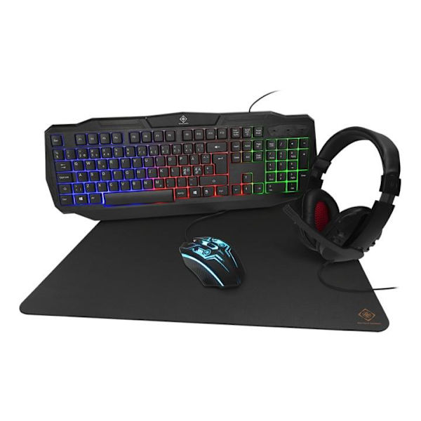 DELTACO GAMING 4-in-1 Gaming kit, Rainbow backlight, black Sort
