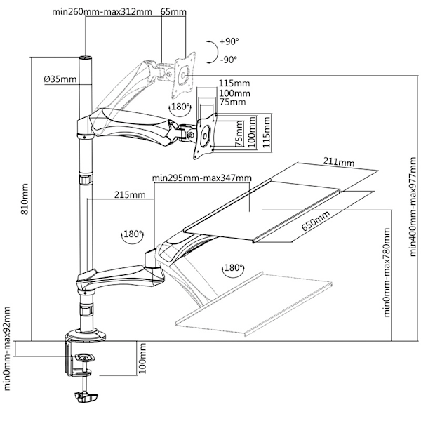 LogiLink Arbetsstation Sit-Stand 13-27" (BP0030)