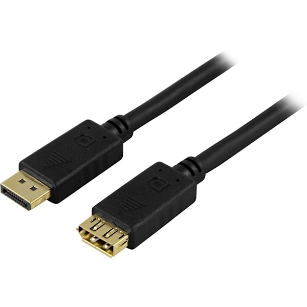 DELTACO DisplayPort-jatkokaapeli, 20-pin uros - naaras, 1m, musta