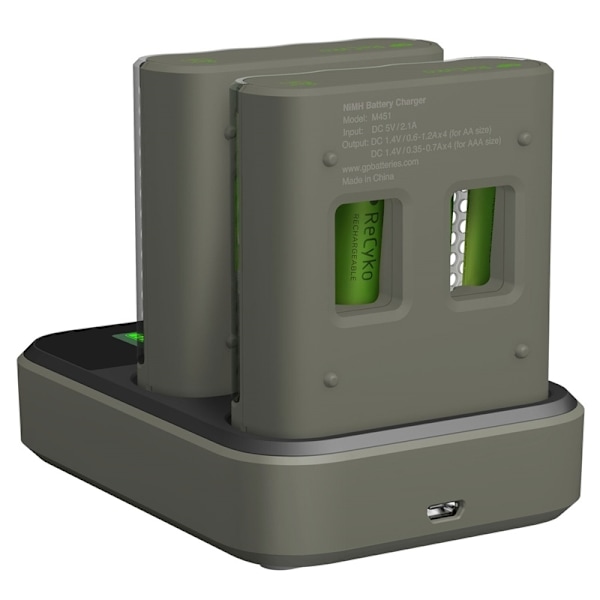 gp ReCyko 2st M451 Laddare USB docka D851 + 8xAA