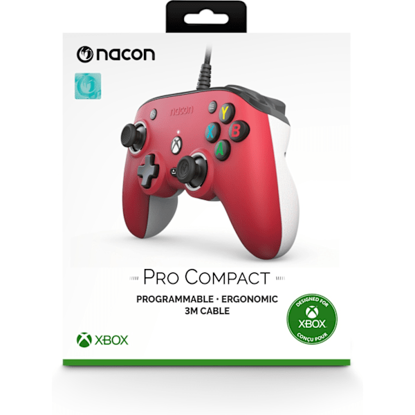 Nacon Pro Compact trådbunden spelkontroll, röd, Xbox / PC