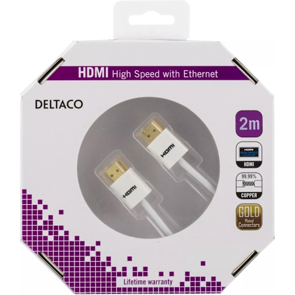 DELTACO tyndt HDMI kabel, HDMI High Speed with Ethernet, HDMI Type A h