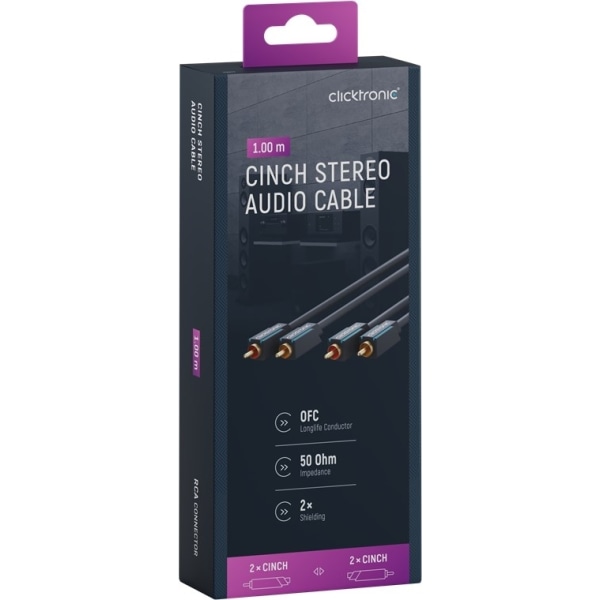 ClickTronic RCA-kabel, Stereo Premium-kabel | 2x RCA stik 2x RC