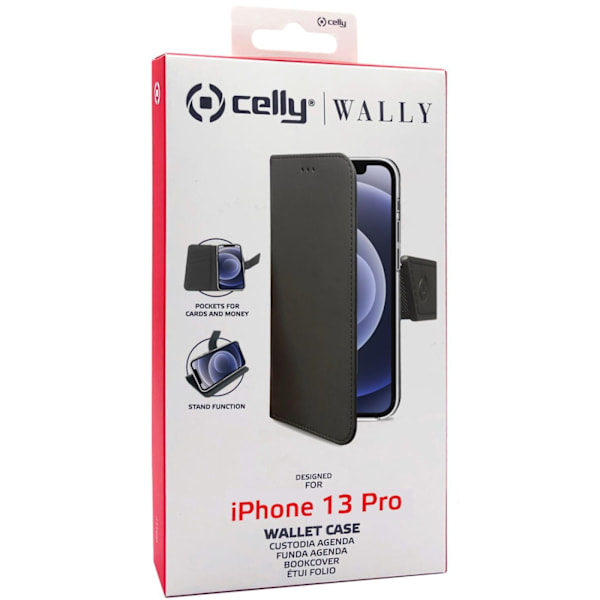 Celly Wallet Case iPhone 13 Pro Svart Svart