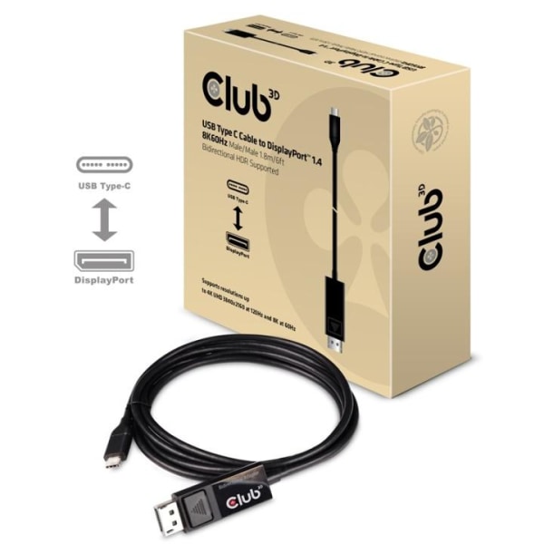 CLUB3D cac-1557 USB C Displayport 1.4 Svart