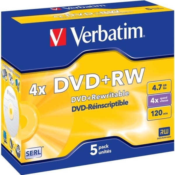 Verbatim DVD, 4x, 4,7 GB/120 min, 5-pack jewel case, SERL (43229
