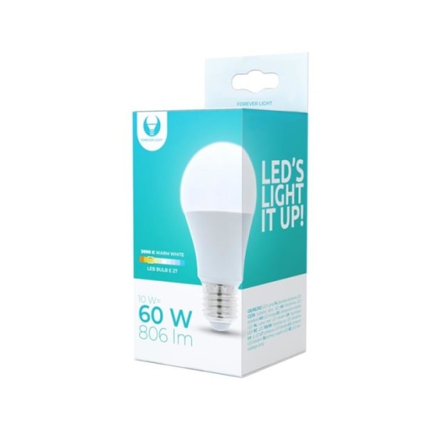 LED-Lampa E27, A60, 10W, 230V, 3000K, Varmvitt