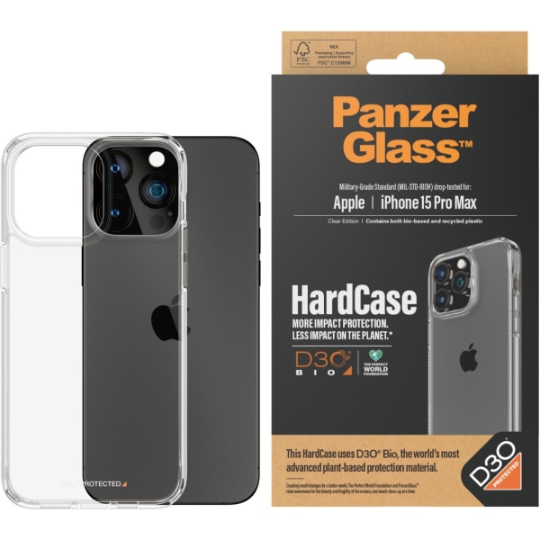 PanzerGlass HardCase med D3O beskyttelsescover, iPhone 15 Pro Max Transparent