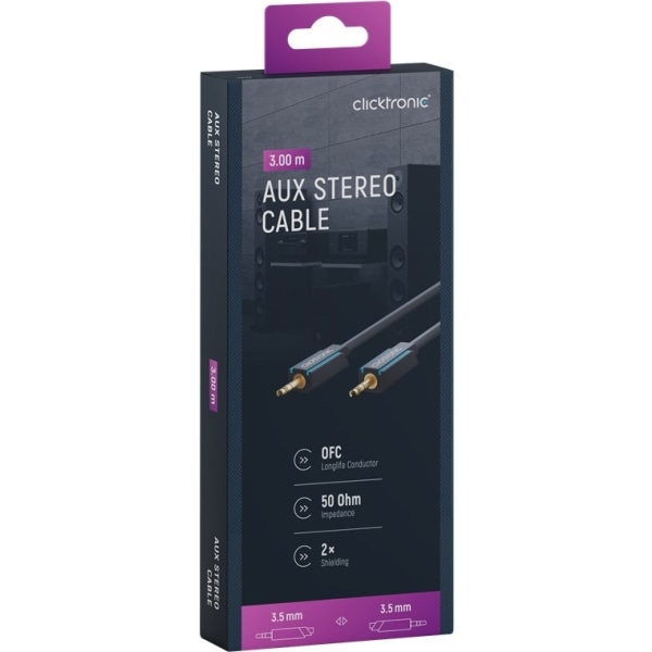 ClickTronic 3,5 mm AUX-kabel, stereo Premium-kabel | 1x 3,5 mm ja