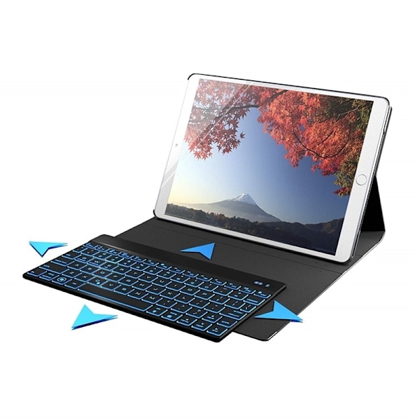 Taske med baggrundsbelyst tastatur til iPad mini 4/5, Sort Svart