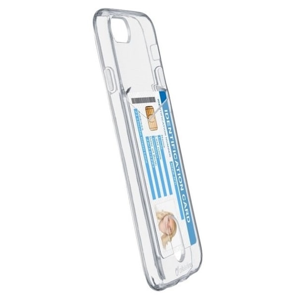 Cellularline Flex Pocket, läpinäkyvä kotelo, jossa on korttitasku iPhone 6/6S:lle Transparent