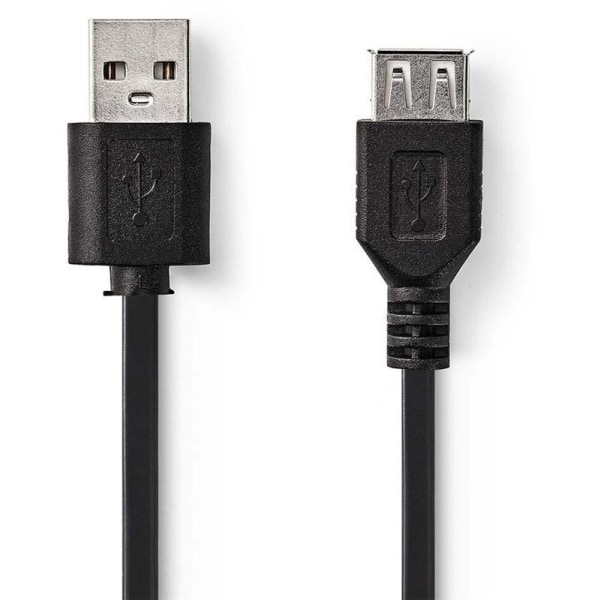 USB-kabel | USB 2.0 | USB-A Han | USB-A Hun | 5.5 W | 480 Mbps | Nikkelplateret | 2.00 m | Runde | PVC | Sort | Mærke