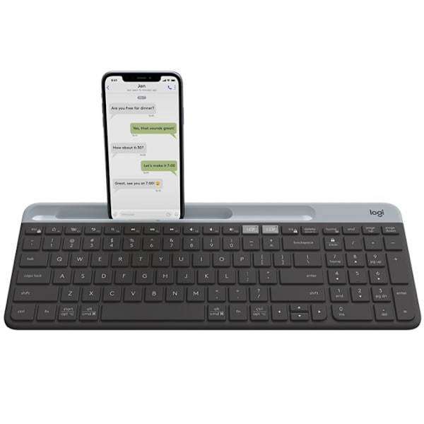 Logitech K580 tangentbord Trådlös RF + Bluetooth Dansk, Finsk, Norsk, Svensk gra Grafit