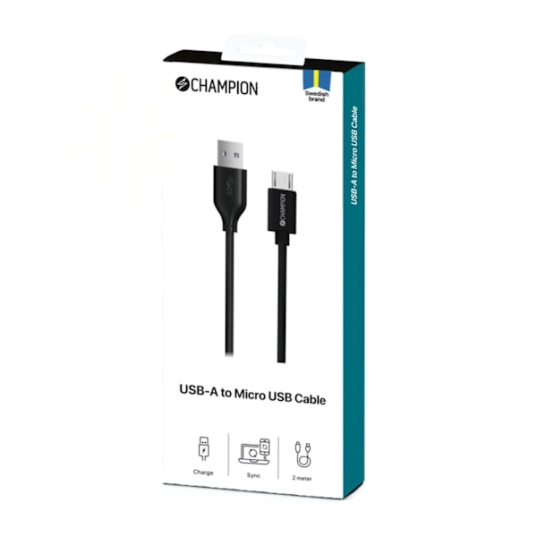 Champion USB-A till Micro-USB Kabel 1m Svart