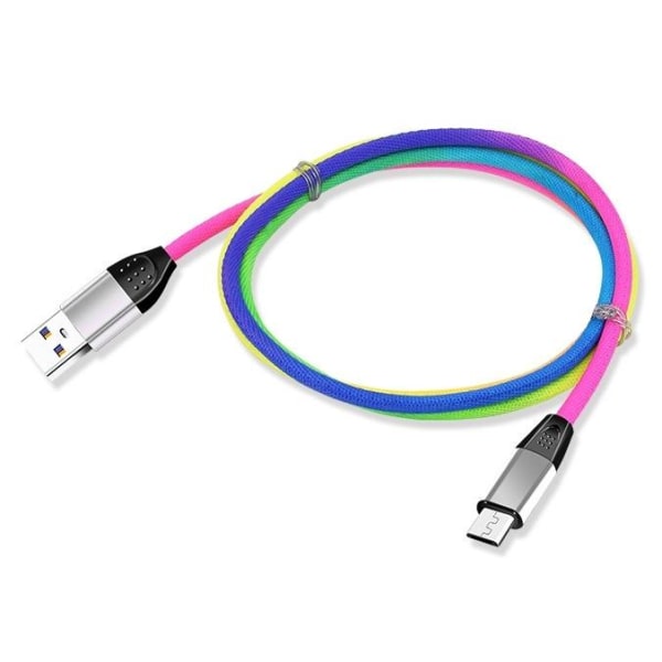 Micro-USB Textilkabel 1 m, Regnbågens färger