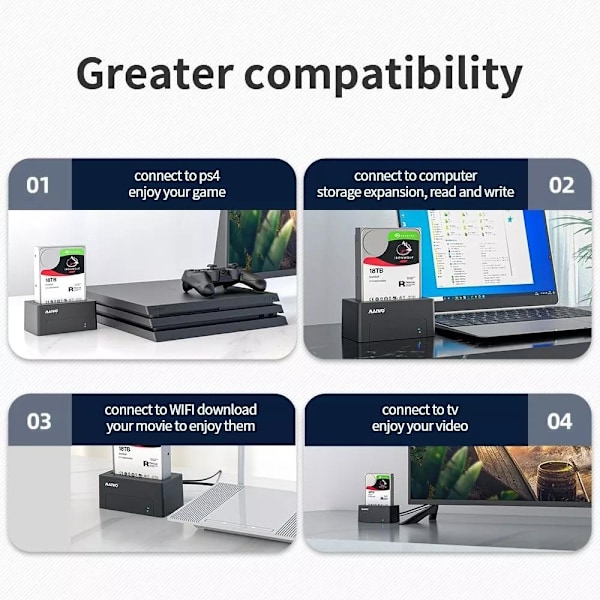 External HDD dock, USB-B, 3,5" or 2,5", USB 3.1 Gen1, 5 Gbps, black