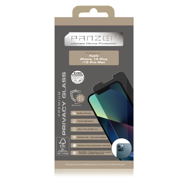 panzer iPhone 13 Pro Max/14 Plus Full-Fit Privacy Glass 2-way Svart