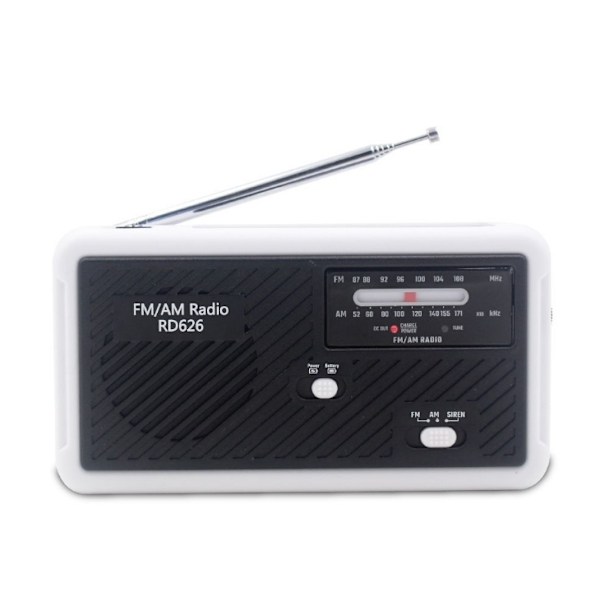 Monikäyttöinen maantie-radio LED-valolla - FM-radio, USB, Solcell, Dynamo RD626