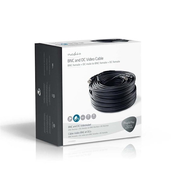 Nedis CCTV kaapeli | BNC / DC | 30.0 m | Pyöreä | PVC | Musta | Pakkaus