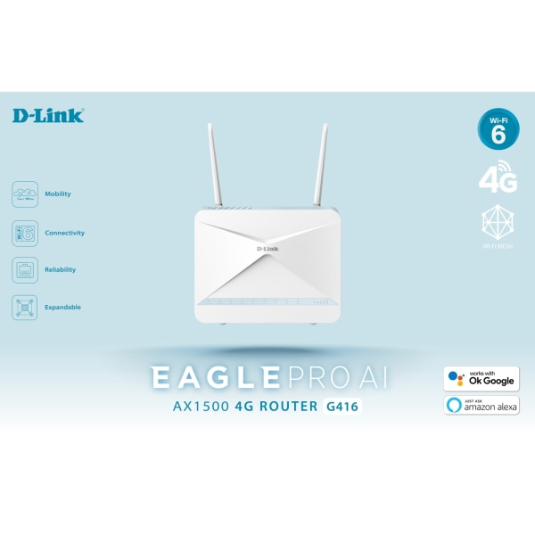 D-Link Eagle Pro AI AX1500 Wifi 6 4G+ Smart Router