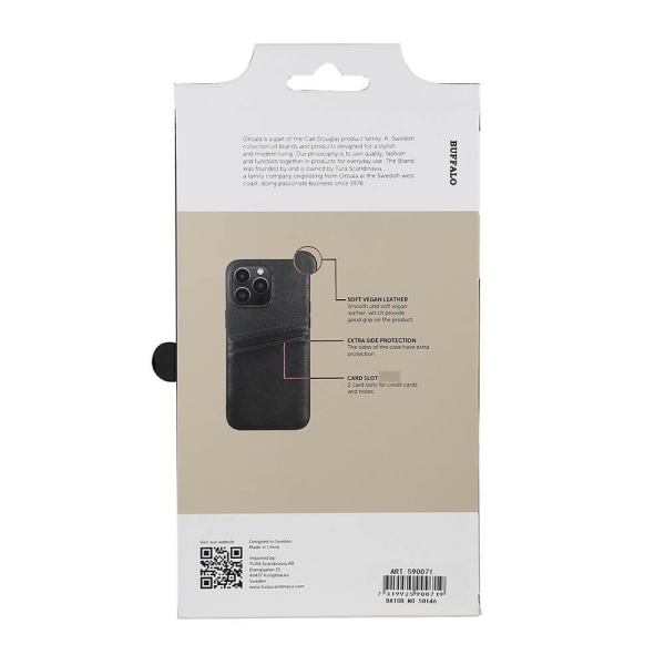 BUFFALO Backcover 2 card iPhone 14 Pro Max 6,7" Black Svart