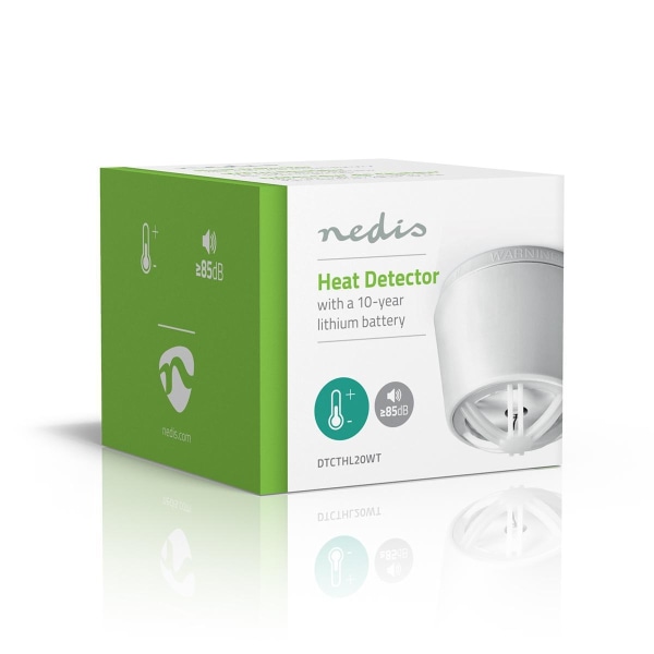 Nedis Heat Alarm | Batteri | Batteri levetid op til: 10 År | Med testknap | 85 dB | ABS | Hvid