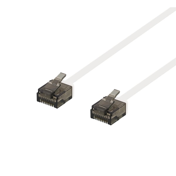 DELTACO U/UTP Cat6a patch cable, flat, 0.3m, 1mm thick, white
