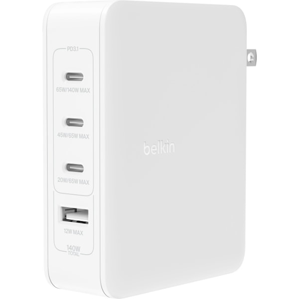 Belkin BoostCharge Pro 4-ports GaN 140 W nätladdare Vit