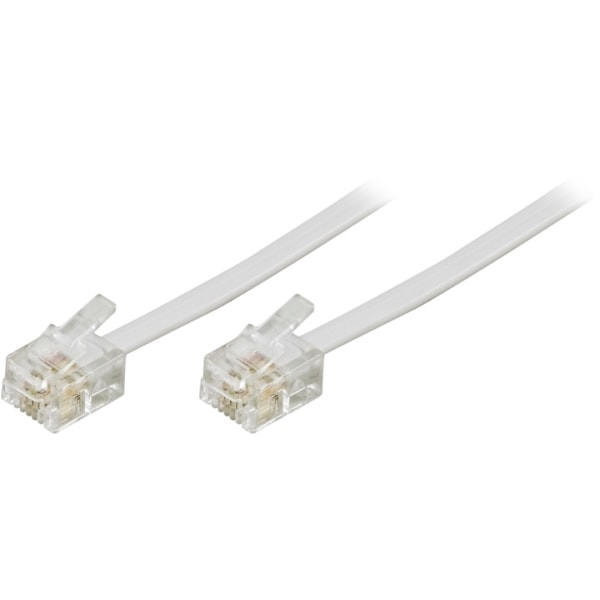 DELTACO modulkabel, 6P4C(RJ11) til 6P4C(RJ11), 2m, hvid