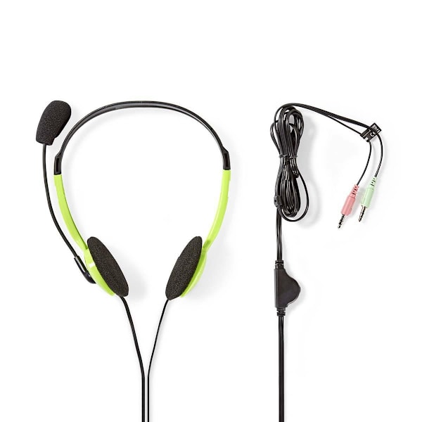 Nedis PC-headset | On-Ear-Kuulokkeet | Stereo | 2x 3.5 mm | Kokoontaitettava Mikrofoni | Vihreä