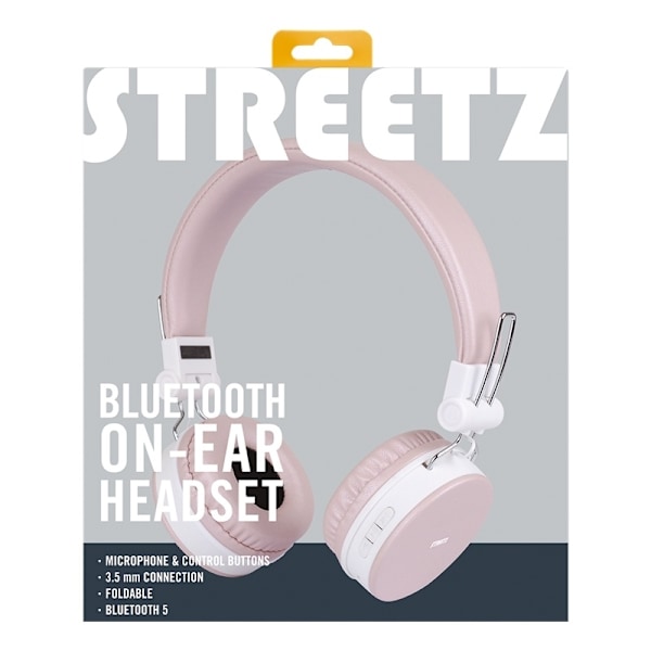 STREETZ Foldable on-ear BT headset, 3.5 mm, pink Rosa