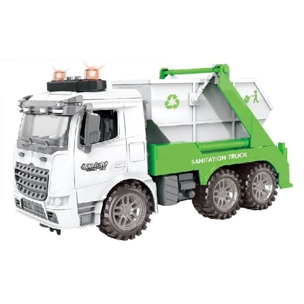 CONTRUCK Skraldebil åben med lys, lyd & Try Me 1:14 grøn