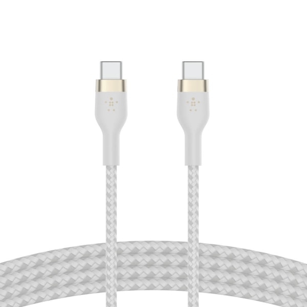 Belkin BOOST CHARGE USB-C til USB-C 2.0 flettet silikone, 2 m, hvid