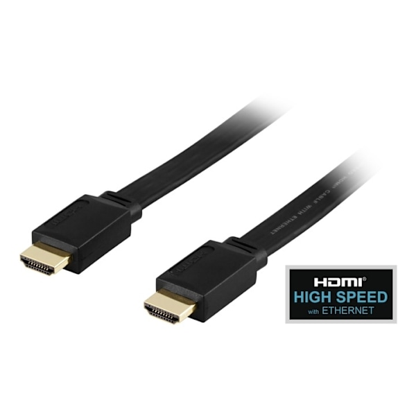 DELTACO fladt HDMI kabel, HDMI High Speed with Ethernet, HDMI Type A h
