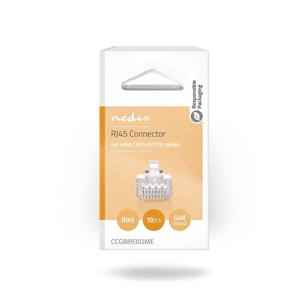 Nedis RJ45-stik | Han | Solid STP CAT5 | Lige | Guldplateret | 10 stk. | PVC | Gennemsigtig | Box
