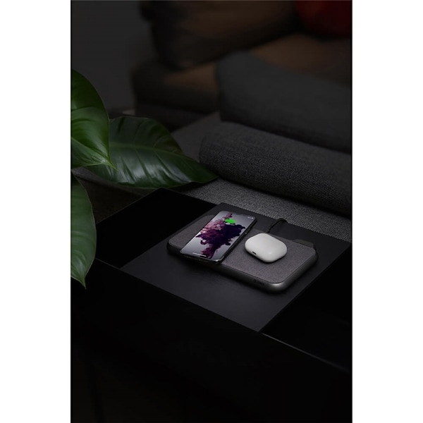 Zens Dual Bordlader Qi Liberty 16 spoler 2x15W Stofoverflade (Apple & Samsung QC)