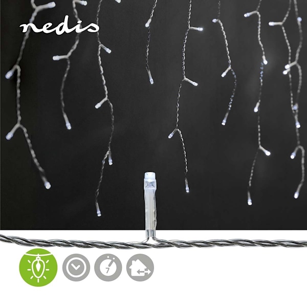 Nedis Dekorativa Istapps ljus | 360 LED's | Kall Vit | 9.00 m | Ljuseffekter: 7 | Strömadapter