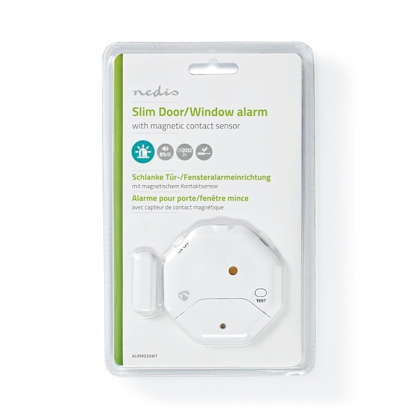Nedis Dør Vindue Alarm | Magnetic Sensor | Batteri | 2x CR2032 | 85 dB | Hvid