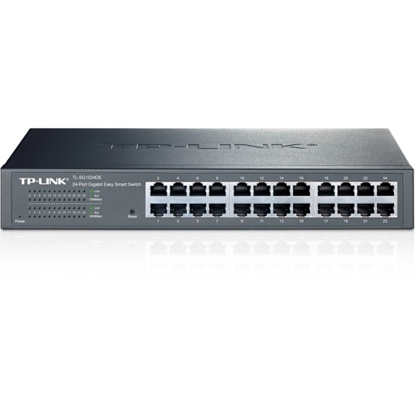 TP-LINK, netværksswitch, 24-ports 10/100/1000Mbps, RJ45, sort Sort