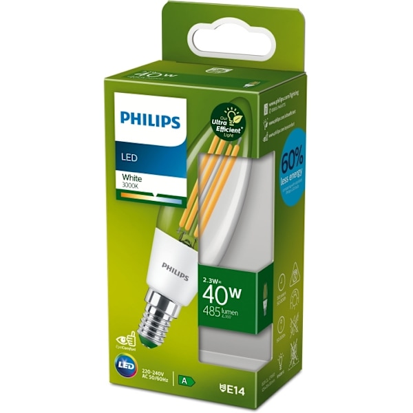 Philips LED E14 Kron 40W Klar 485lm Energiklass A