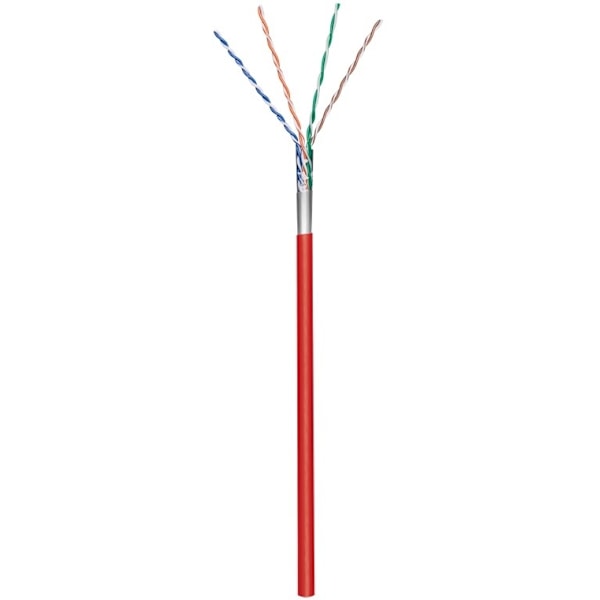 Goobay CAT 5e Nätverkskabel, F/UTP, 100 m, röd Kopparklädd aluminiumledare (CCA), AWG 26/7 (stranded), PVC-kabelhölje